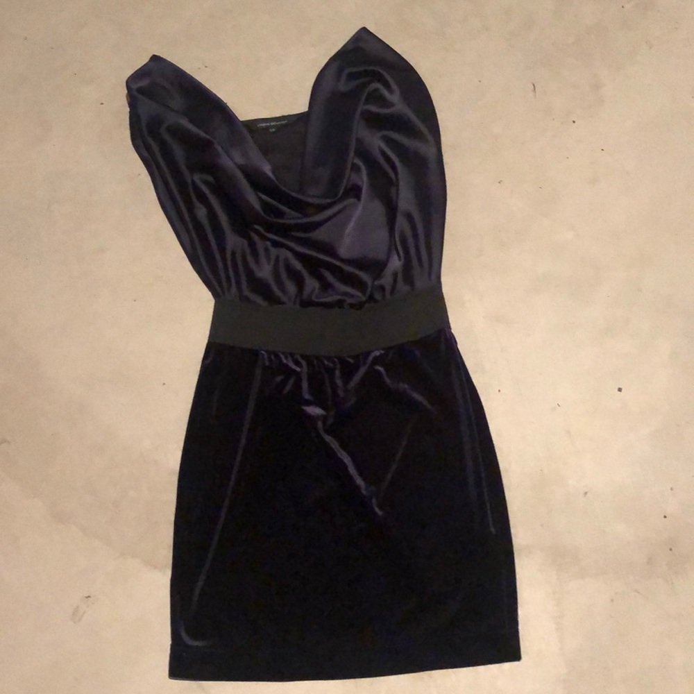 Navy satin/velvet dress